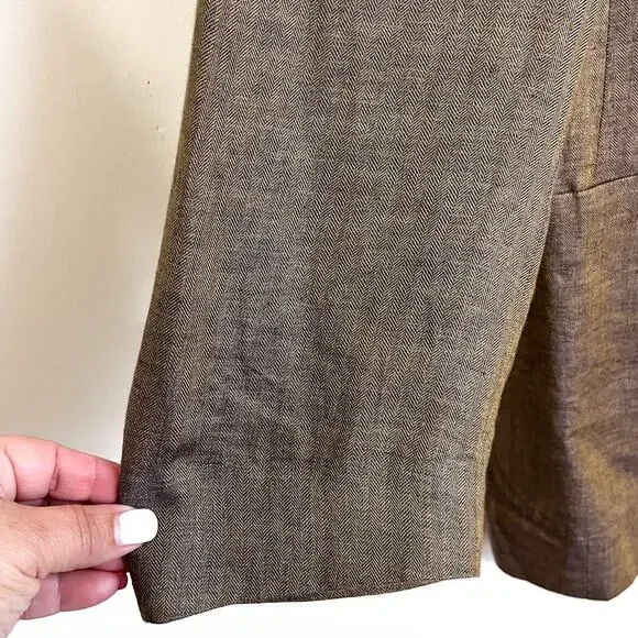 Ibiza Mens Blazer Size‎ 46L Tan Blue Herringbone 100% Linen 2 Button Sport Coat